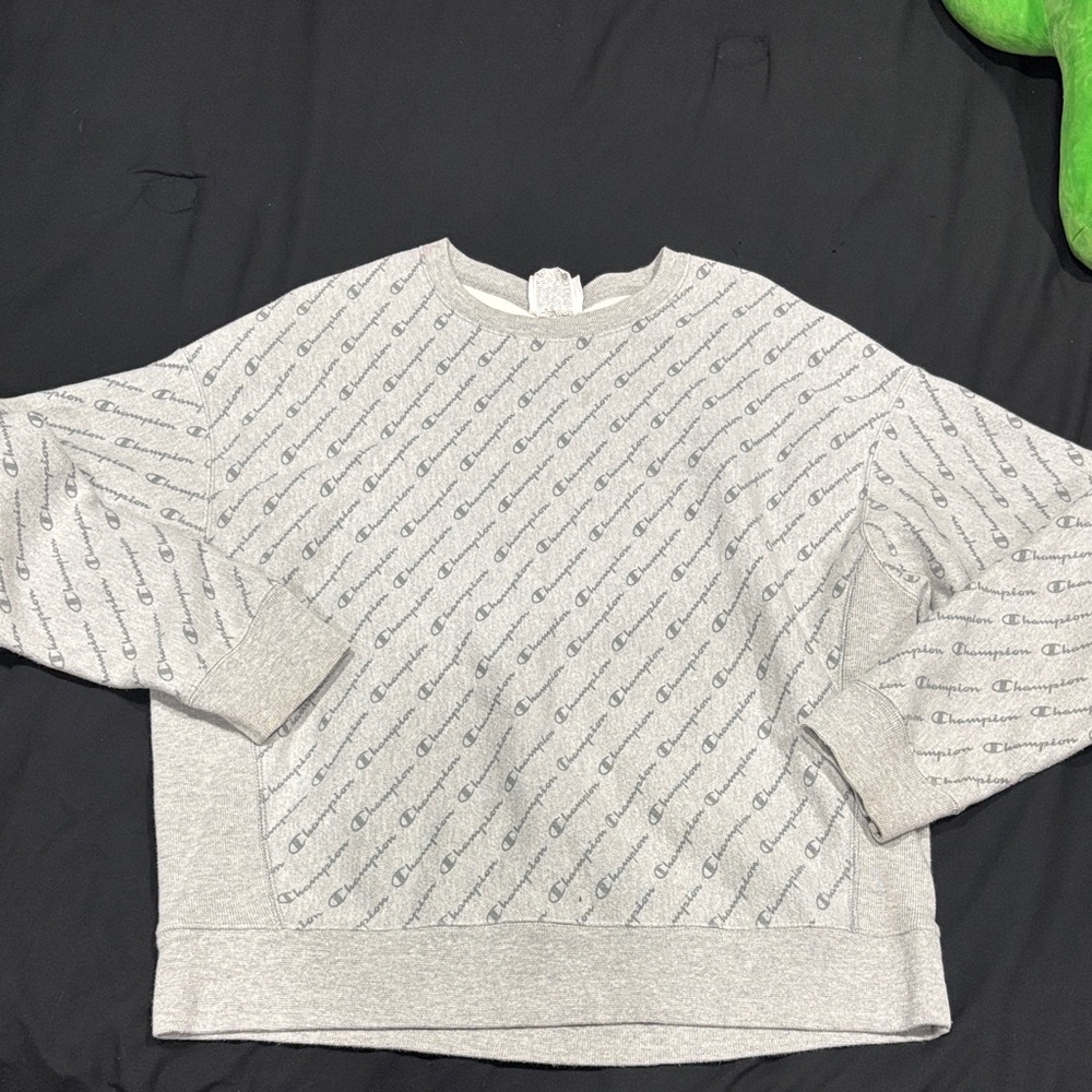 Champion Light Gray Patterned Sweatshirt